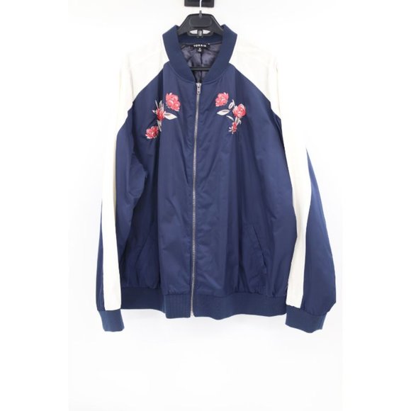 torrid jacket women’s 3 embroidered satin long sleeves full zip bomber floral - Picture 3 of 13